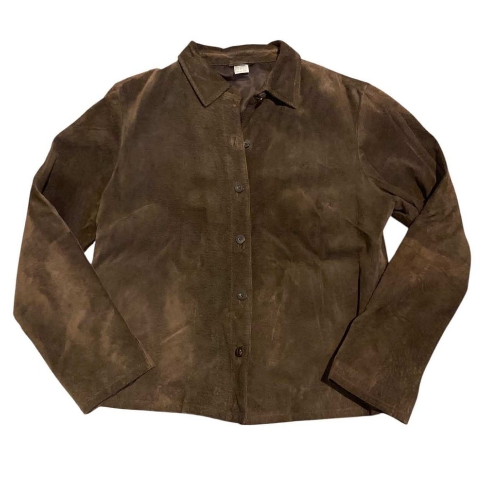 Vintage Marlboro Unlimited Brown Suede Leather Button Up Shirt Jacket M Gorpcore